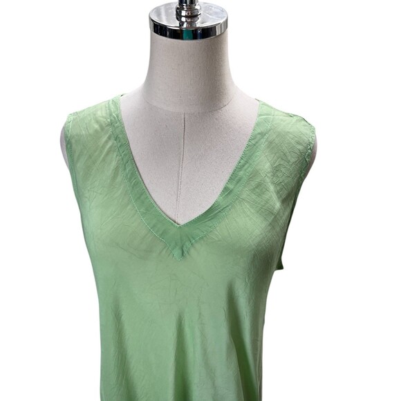 Click CMC Dress Large Size Women's Green Sleeveless Mini Color Me Cotton - Picture 3 of 7